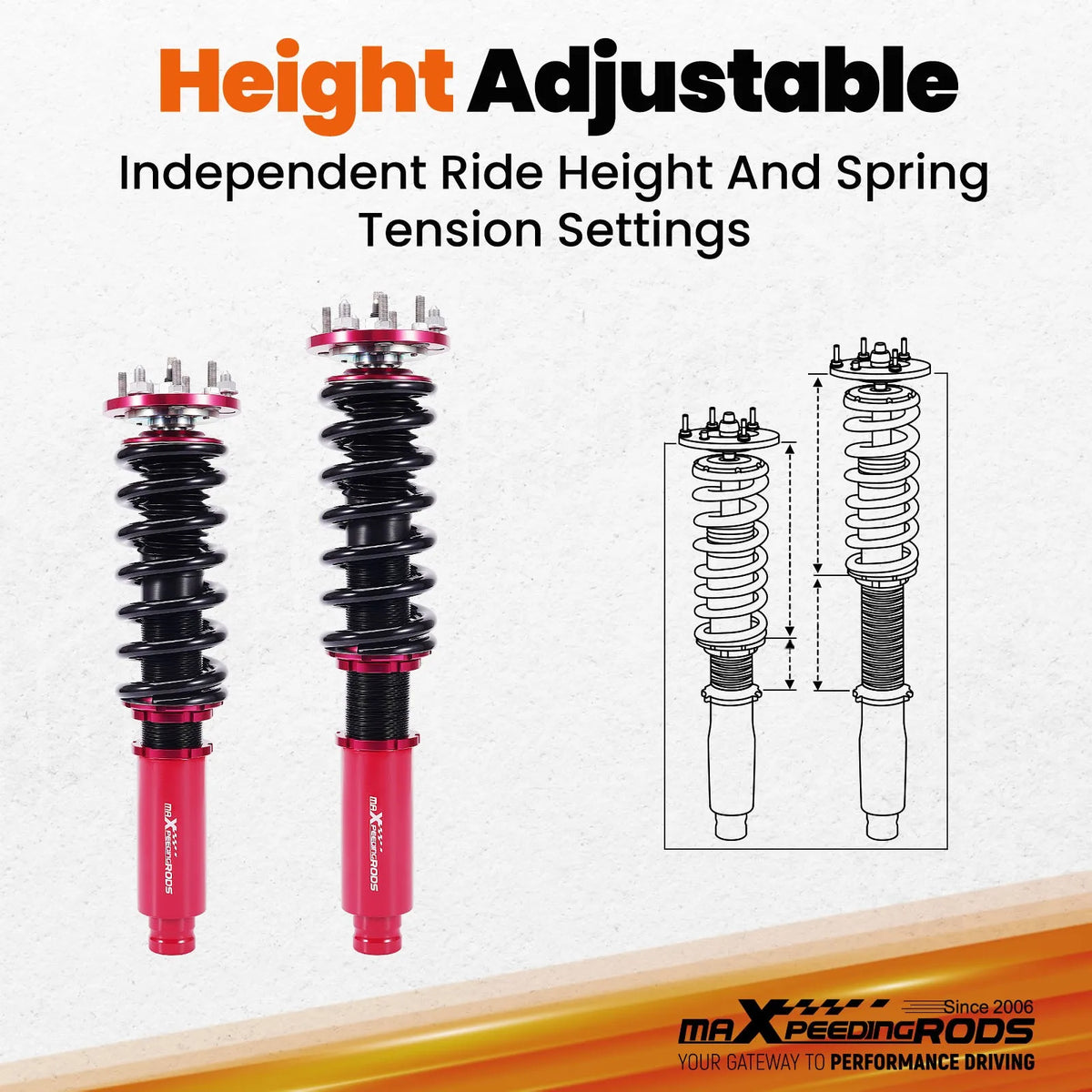24-Way Damper Front Coilovers for Honda Accord 2003-2007 & Acura TL 2004-2008