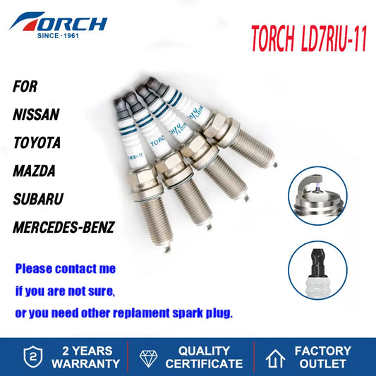 TORCH Iridium Spark Plugs for Toyota, Nissan, Honda, Mercedes-Benz, Subaru & Mazda — LD7RIU-11