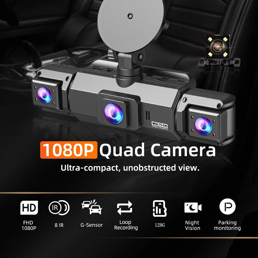 Dashcam for cars 4 Channel Black Box WiFi Driving Camera FHD 1080P Night Vision Loop Recording add Hardwire kit car accessories