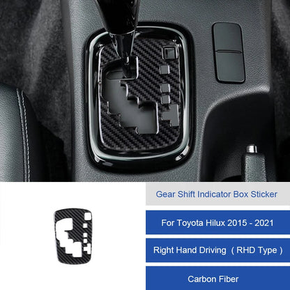 For Toyota Hilux 2015-2021 Carbon Fiber Central Control Gear Shift Indicator Panel Trim Cover Car Interior Decorative Stickers