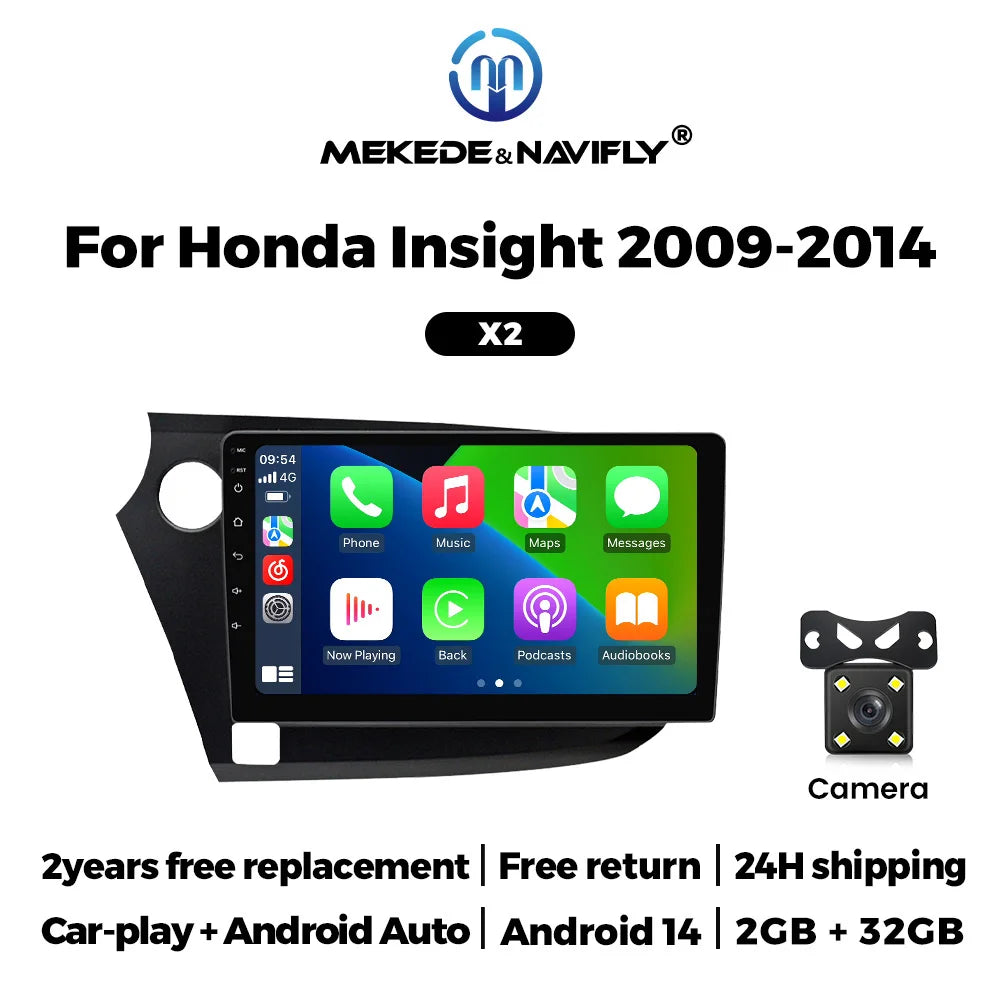 Android 14 Car Radio 2GB+32GB Wireless Carplay For Honda Insight 2 2009 - 2014 Navigation GPS Multimedia Video Player IPS Screen