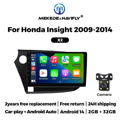 Android 14 Car Radio 2GB+32GB Wireless Carplay For Honda Insight 2 2009 - 2014 Navigation GPS Multimedia Video Player IPS Screen