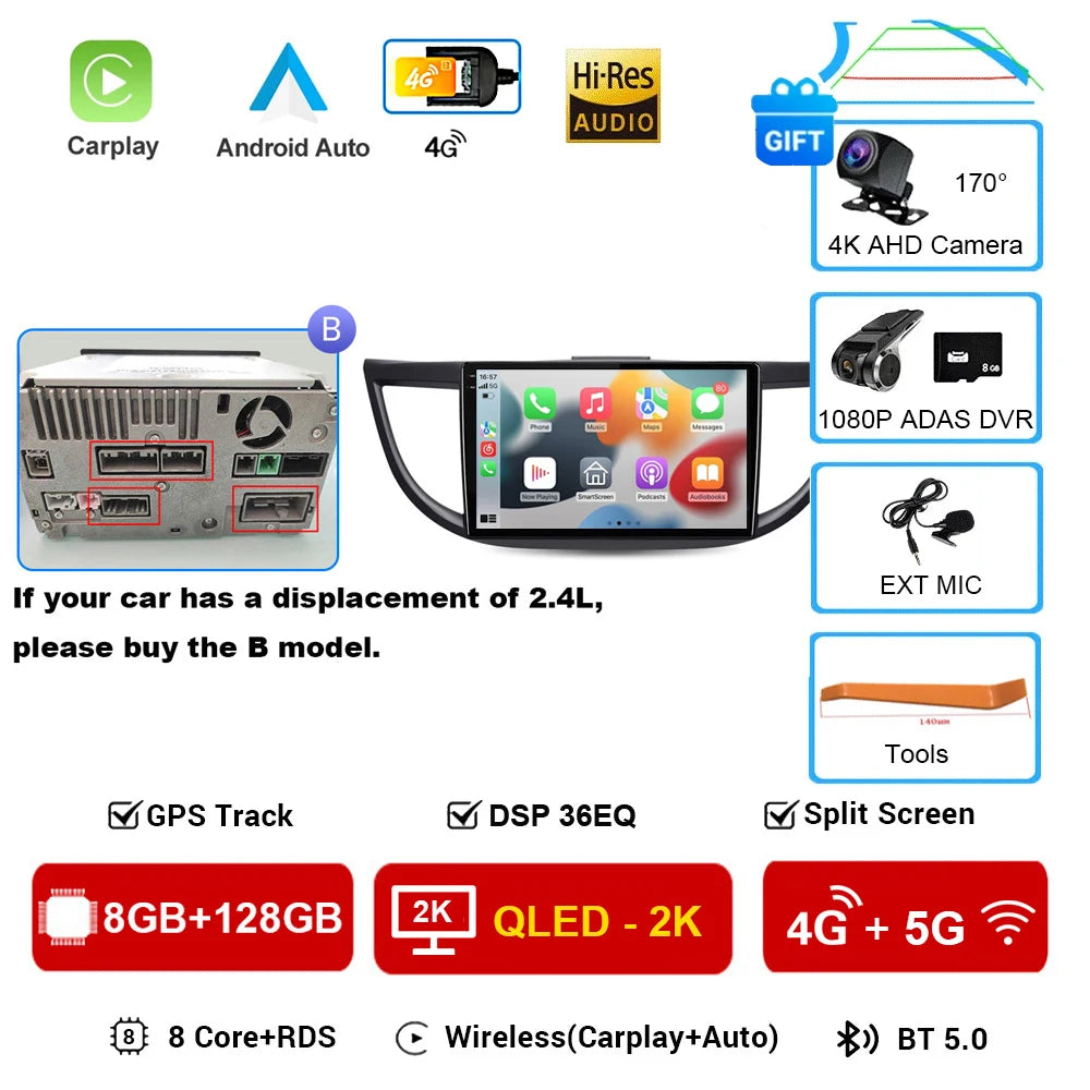 Android 16 Car Radio for Honda CRV 2012 2013 2014 2015 CR-V Car Multimedia Stereo Video Audio Autoradio GPS Player Carplay