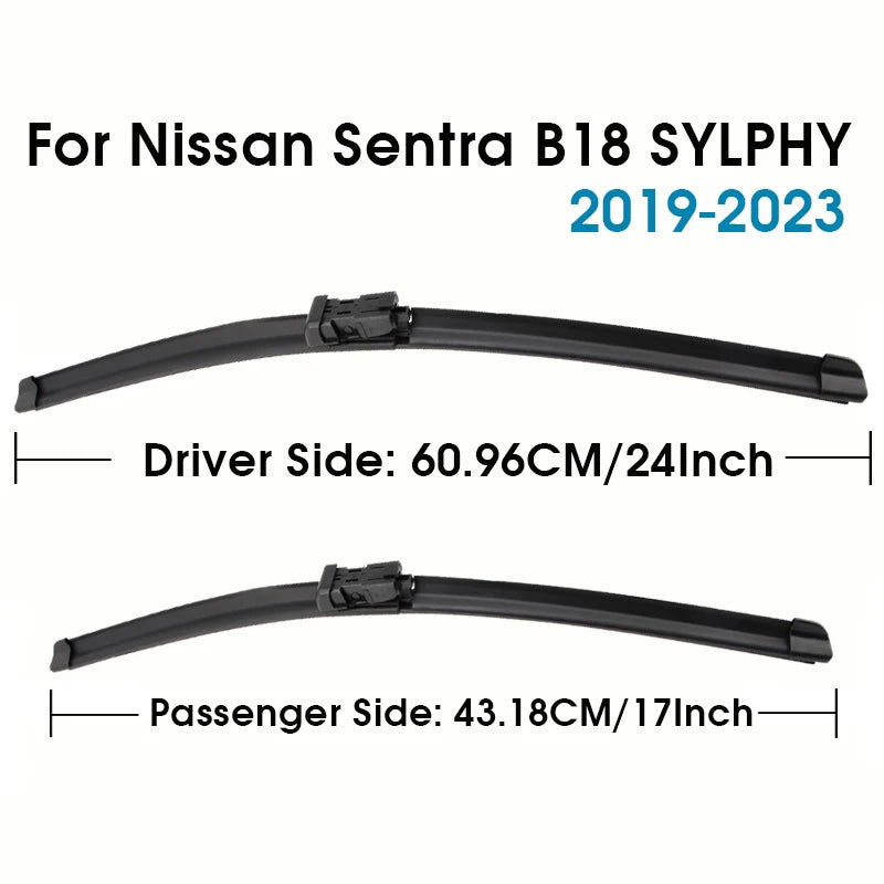 Front Windshield Wiper Blades – Nissan Sentra B16, B17 & B18 (2-Piece Set)