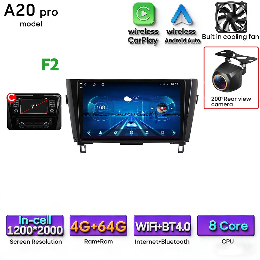 For Nissan Qashqai J11 X-Trail 3 T 32 2013 - 2017 Android 15 Car Multimedia Video CarPlay Auto Navigation GPS Radio Head Unit