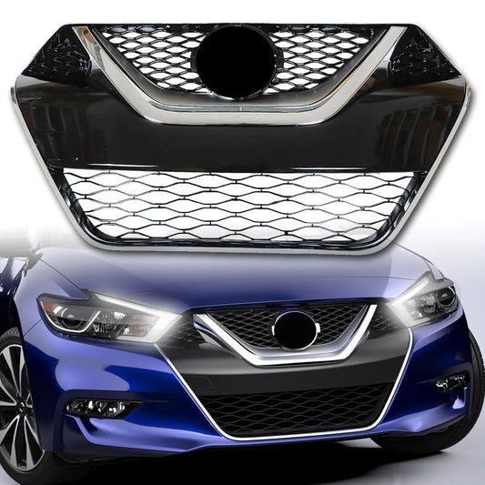 Front Bumper Grille Grill Kit For 2016-2017 Nissan Maxima Chrome + Black