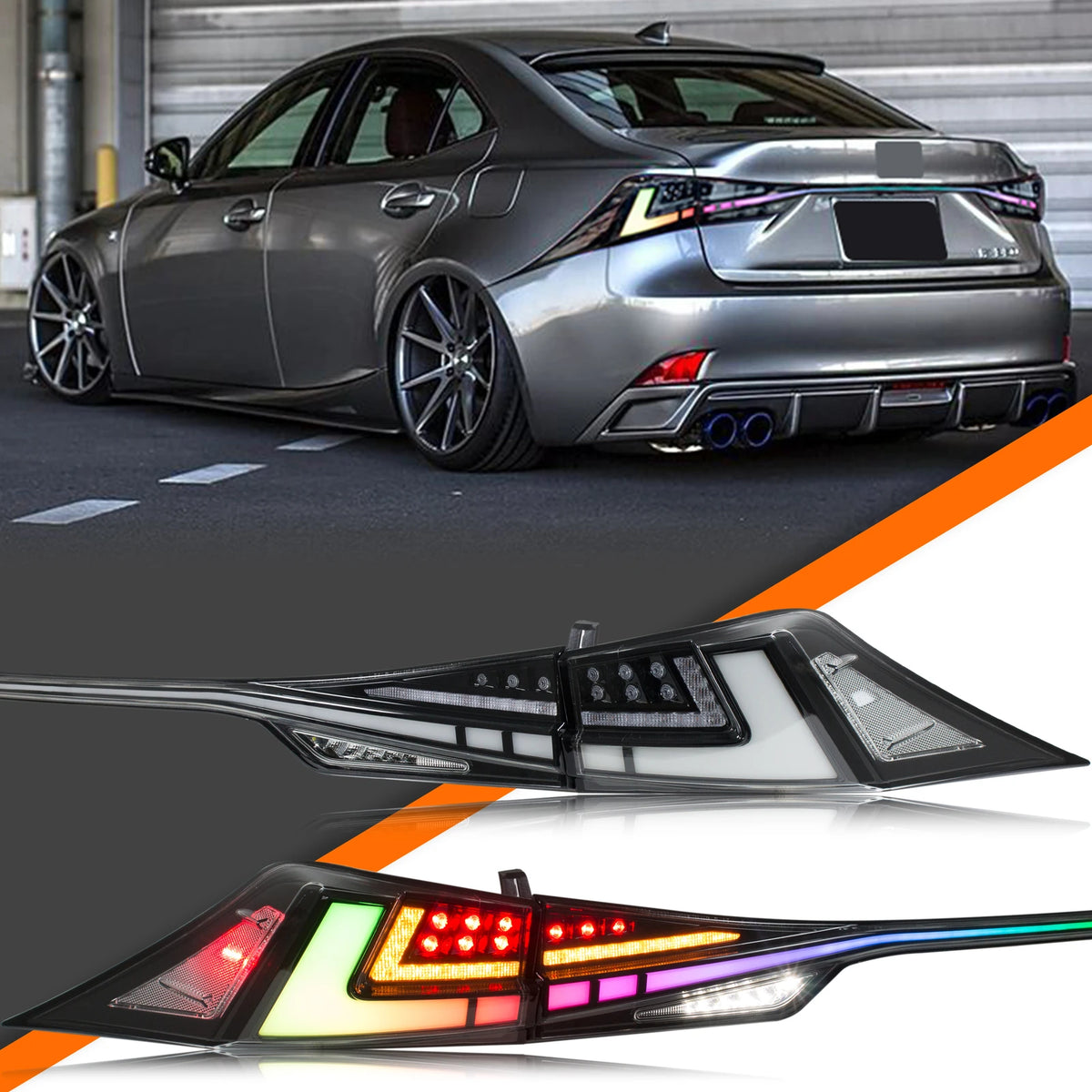LED RGB Color-Change Tail Lights Assembly for Lexus IS250 IS350 IS300 IS200t ISF 2014-2020