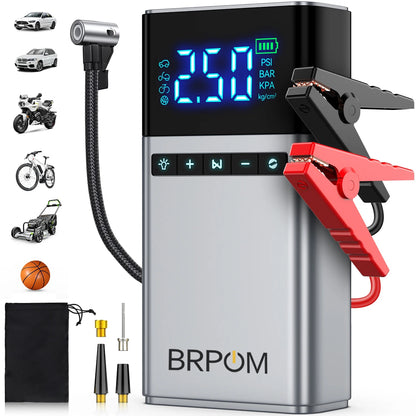 1500A Peak 3-IN-1 Car Jump Starter With Air Compressor Auto Battery Booster 150PSI Air Pump Portable Power Bank Tire Inflator With LED Light