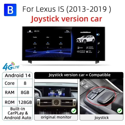 Android 14 Wireless Carplay For Lexus IS 2009-2017 Car Multimedia Player Auto Radio GPS Navigation