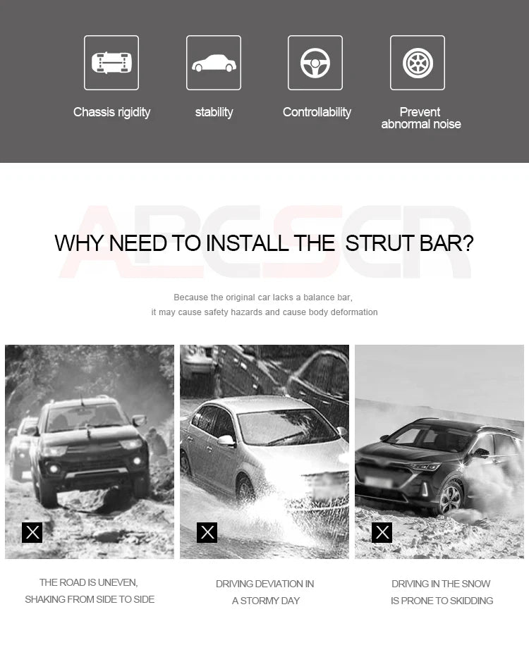 Front Upper Strut Brace Bar For Toyota Corolla 2006-2015 Stable Reinforcement Roll Bars  Tower Brace Arm Engine Shock