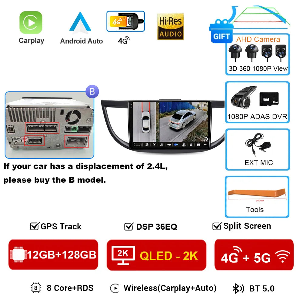 Android 16 Car Radio for Honda CRV 2012 2013 2014 2015 CR-V Car Multimedia Stereo Video Audio Autoradio GPS Player Carplay
