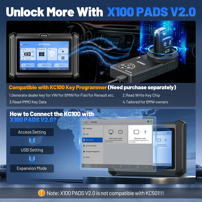 XTOOL X100 PADS V2.0 — Professional Key Programmer &amp; Full-System Diagnostic Scanner