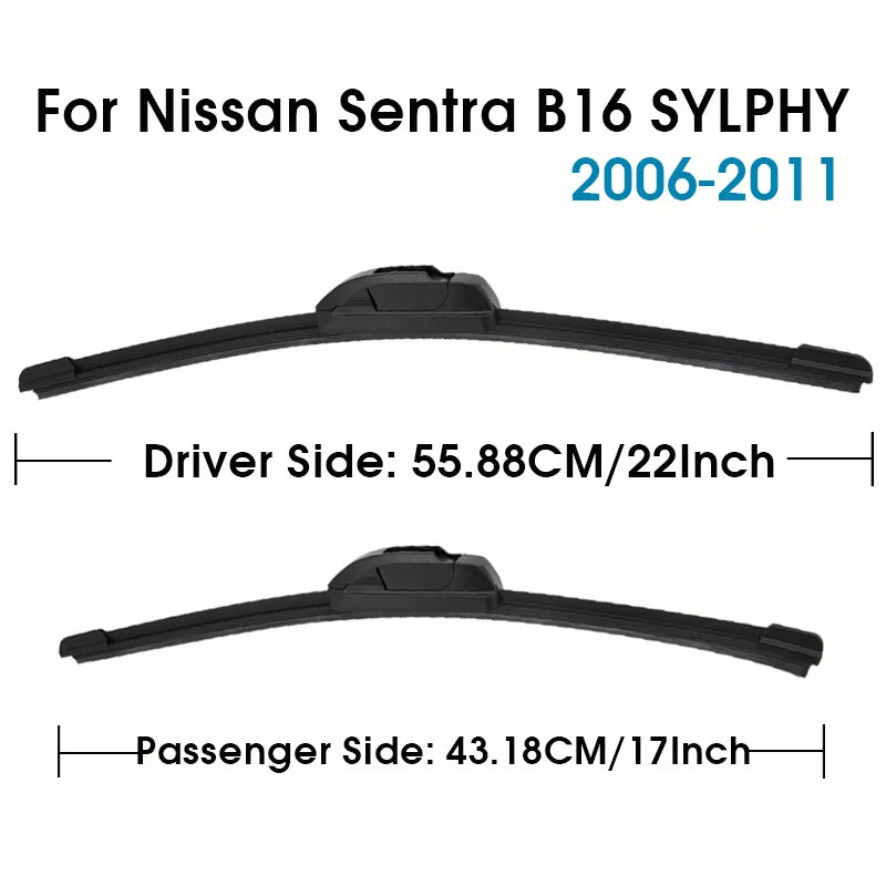 Front Windshield Wiper Blades – Nissan Sentra B16, B17 & B18 (2-Piece Set)