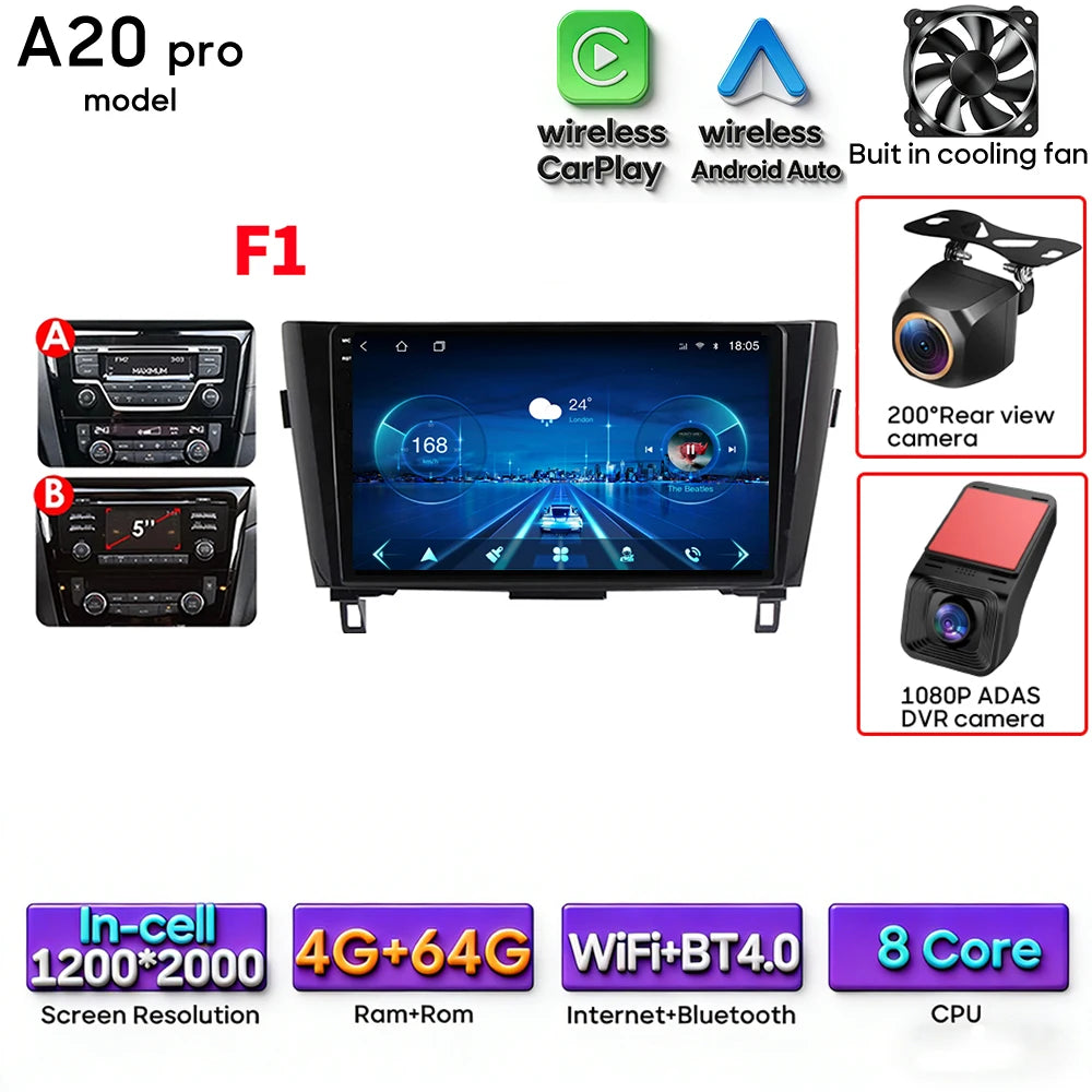 For Nissan Qashqai J11 X-Trail 3 T 32 2013 - 2017 Android 15 Car Multimedia Video CarPlay Auto Navigation GPS Radio Head Unit