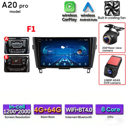 For Nissan Qashqai J11 X-Trail 3 T 32 2013 - 2017 Android 15 Car Multimedia Video CarPlay Auto Navigation GPS Radio Head Unit