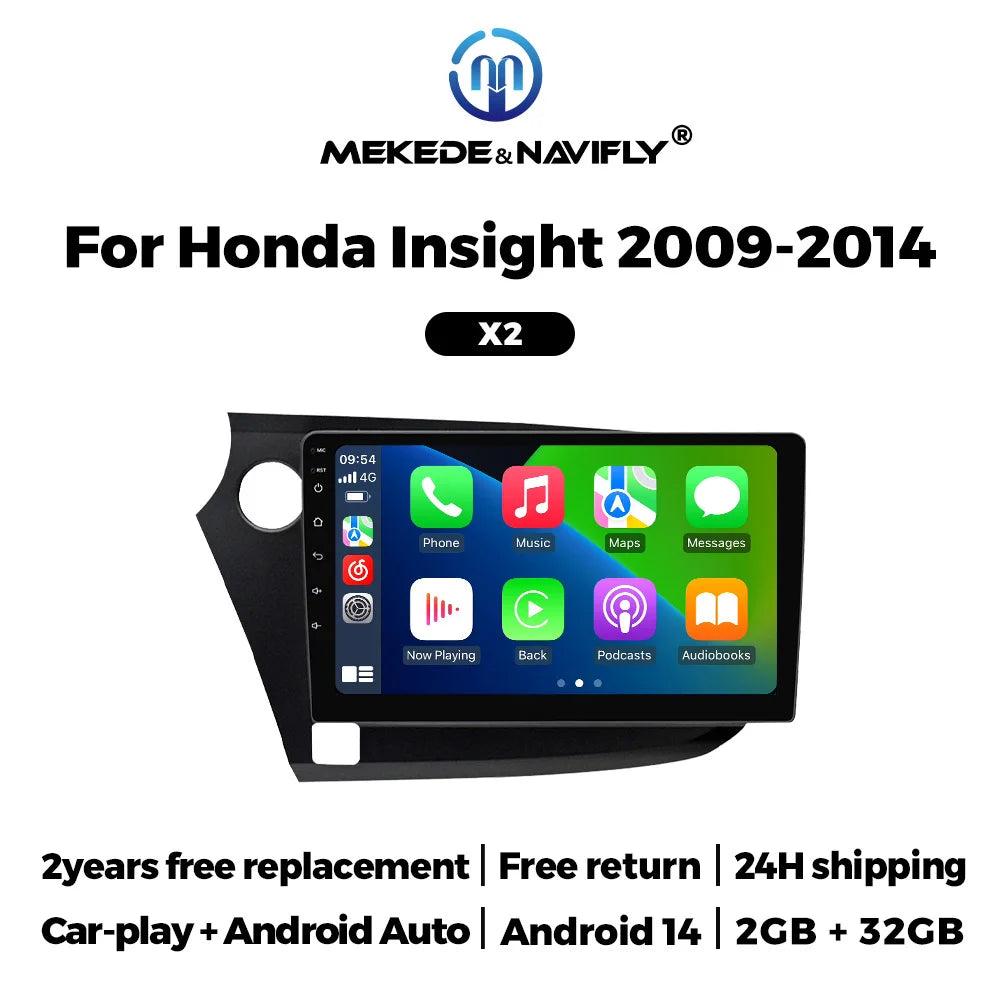 Android 14 Car Radio 2GB+32GB Wireless Carplay For Honda Insight 2 2009 - 2014 Navigation GPS Multimedia Video Player IPS Screen