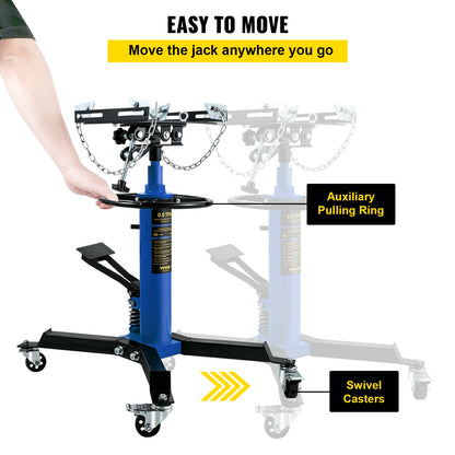 SucceBuy Car Lift Jack Hydraulic Telescopic Transmission Jack Floor Jack Stand with Foot Pedal Swivel Wheel Garage Lift Hoist