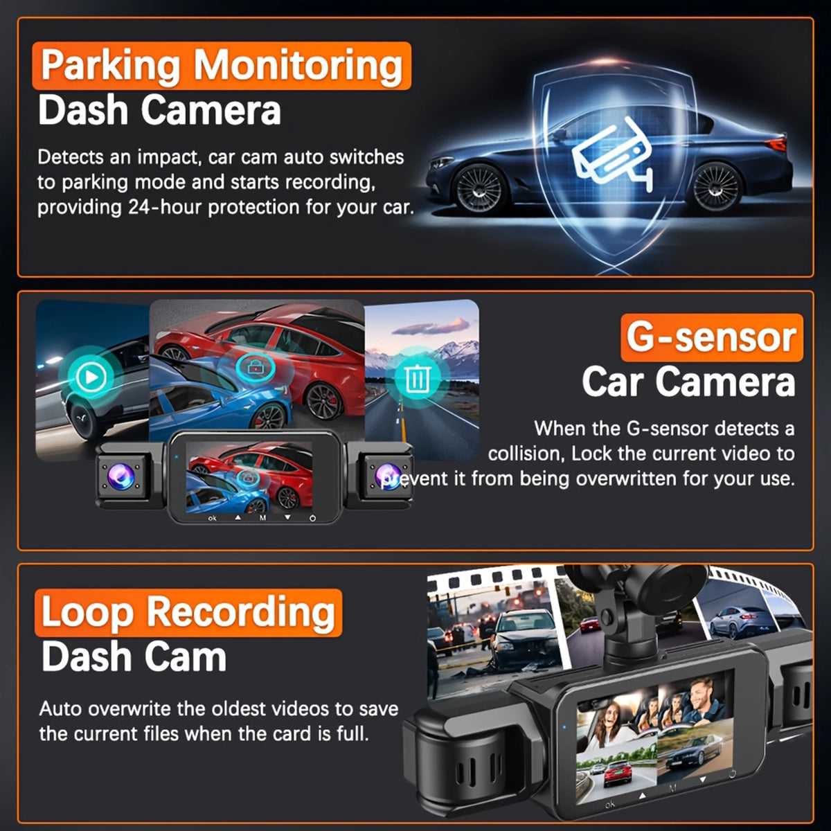 Dashcam for cars 4 Channel Black Box WiFi Driving Camera FHD 1080P Night Vision Loop Recording add Hardwire kit car accessories