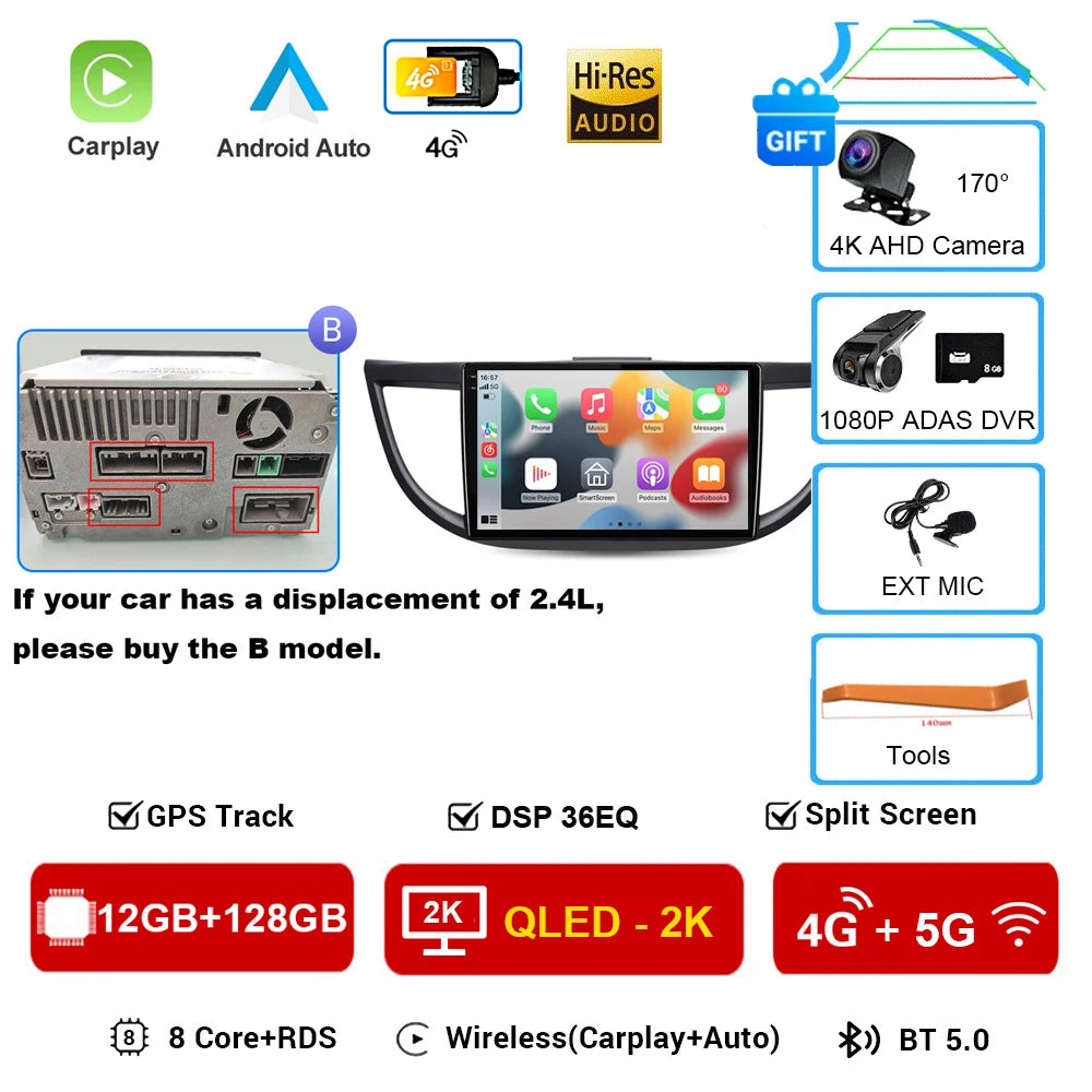 Android 16 Car Radio for Honda CRV 2012 2013 2014 2015 CR-V Car Multimedia Stereo Video Audio Autoradio GPS Player Carplay