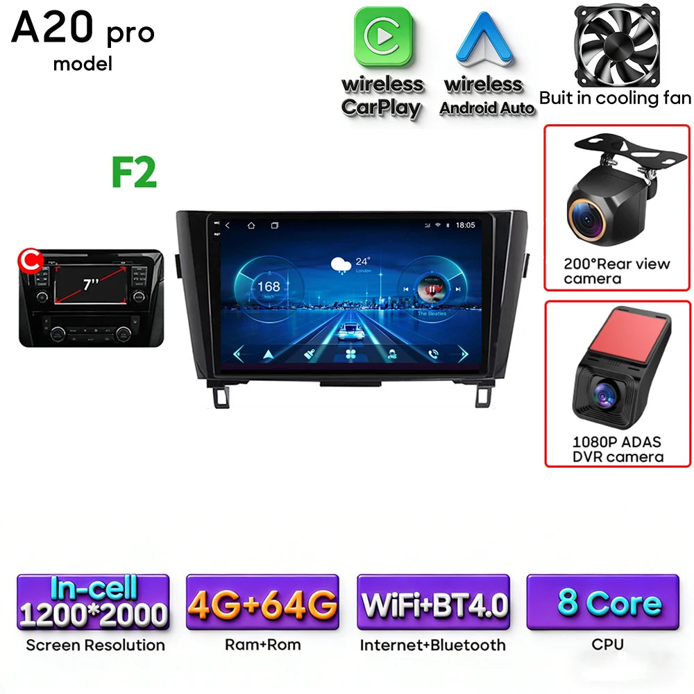 For Nissan Qashqai J11 X-Trail 3 T 32 2013 - 2017 Android 15 Car Multimedia Video CarPlay Auto Navigation GPS Radio Head Unit