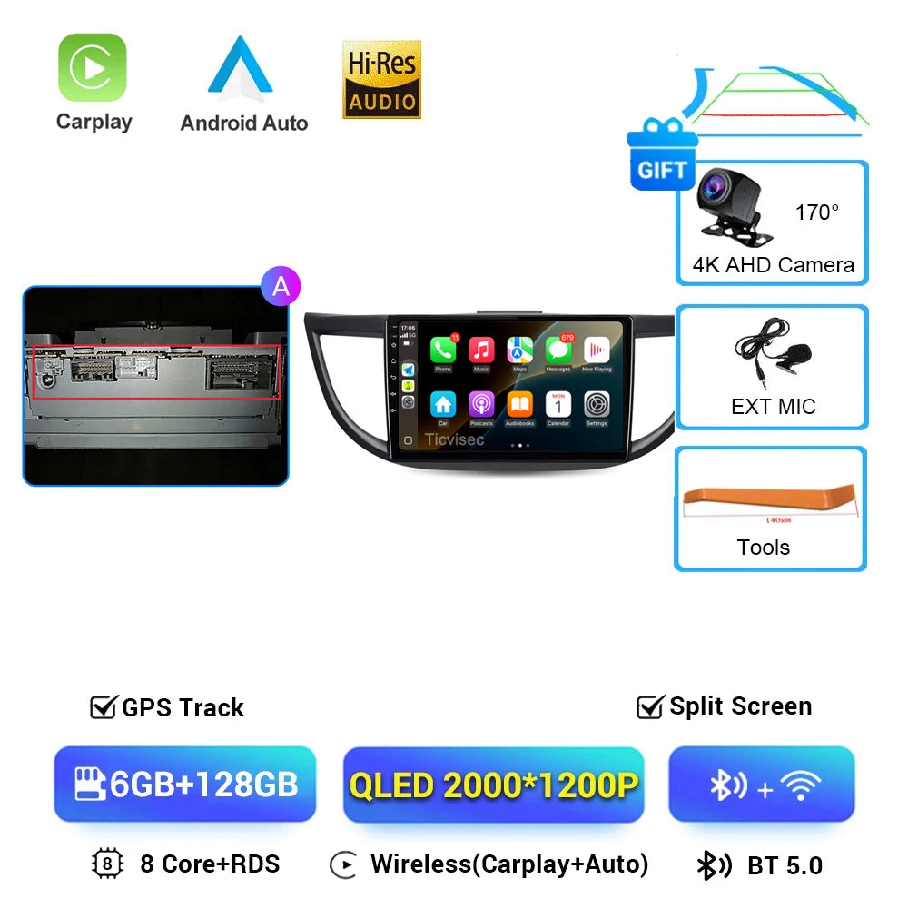 Android 16 Car Radio for Honda CRV 2012 2013 2014 2015 CR-V Car Multimedia Stereo Video Audio Autoradio GPS Player Carplay