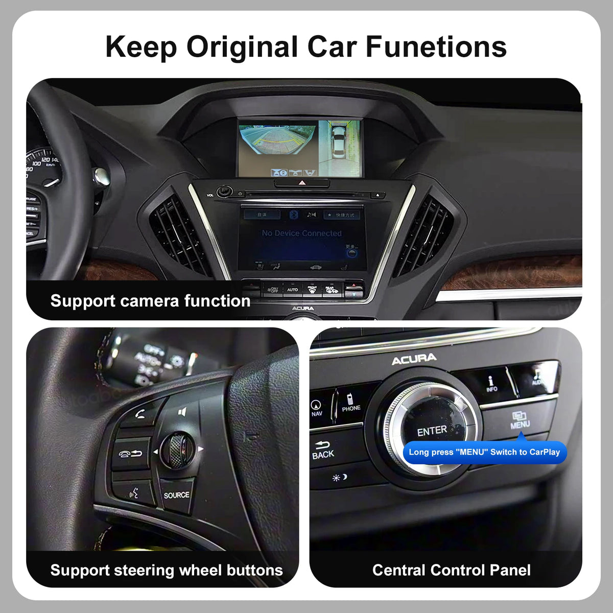 Wireless Apple Carplay For Acura TLX TLX-L MDX RDX RLX ILX 2014-2019 OEM CarPlay Adapter Upgrade Car Ai Box Android Auto Airplay