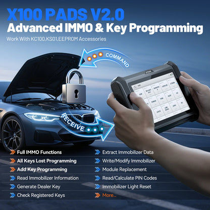 XTOOL X100 PADS V2.0 — Professional Key Programmer &amp; Full-System Diagnostic Scanner