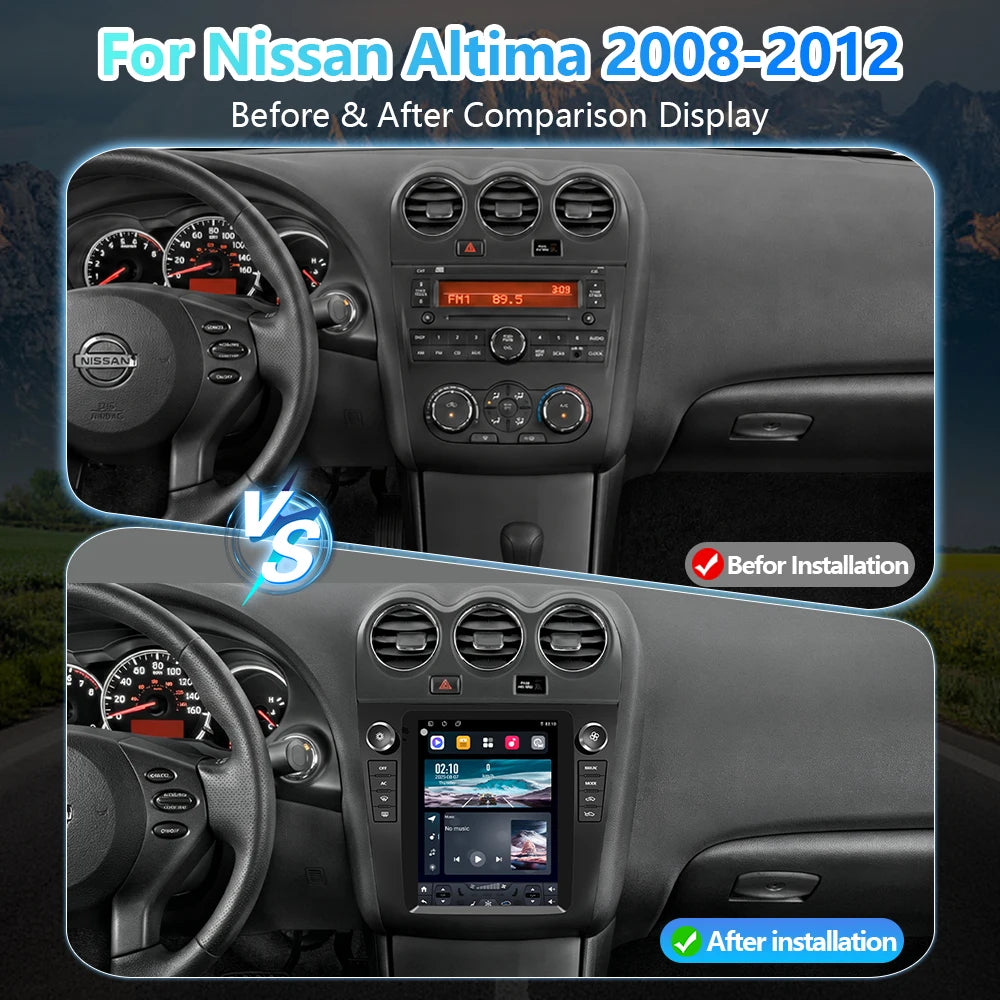Vertical Screen 9.7'' For Nissan Altima 2008-2012 Carplay GPS Navigation Frame Car Radio Player Multimedia 4G WIFI BT Android