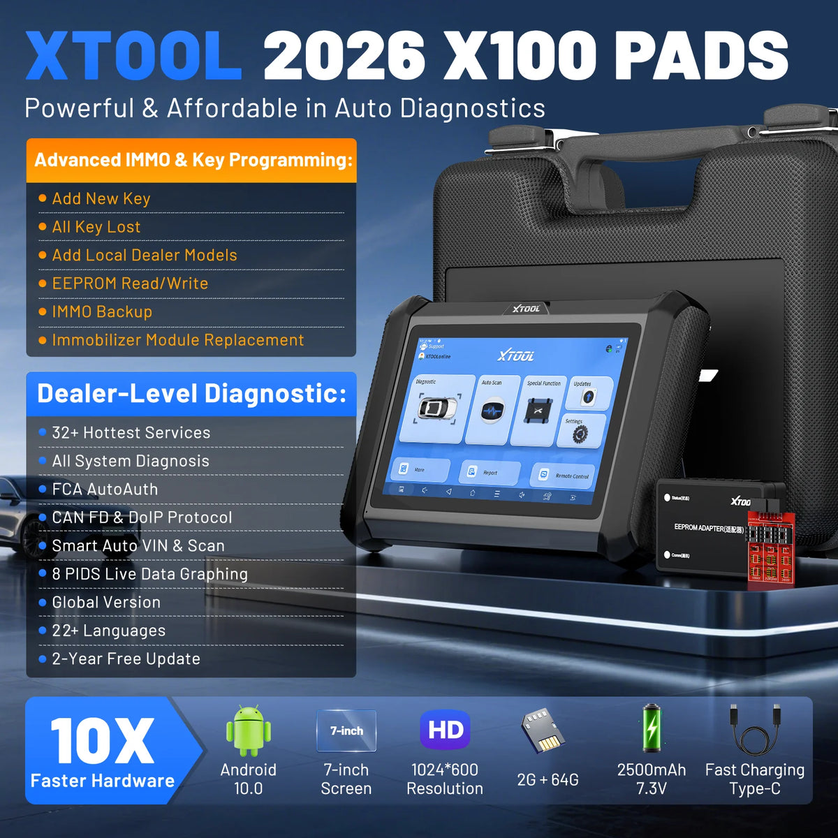 XTOOL X100 PADS V2.0 — Professional Key Programmer &amp; Full-System Diagnostic Scanner