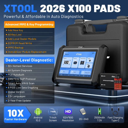 XTOOL X100 PADS V2.0 — Professional Key Programmer &amp; Full-System Diagnostic Scanner