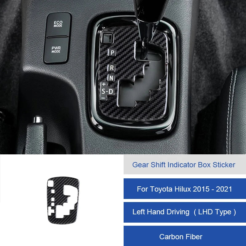 For Toyota Hilux 2015-2021 Carbon Fiber Central Control Gear Shift Indicator Panel Trim Cover Car Interior Decorative Stickers