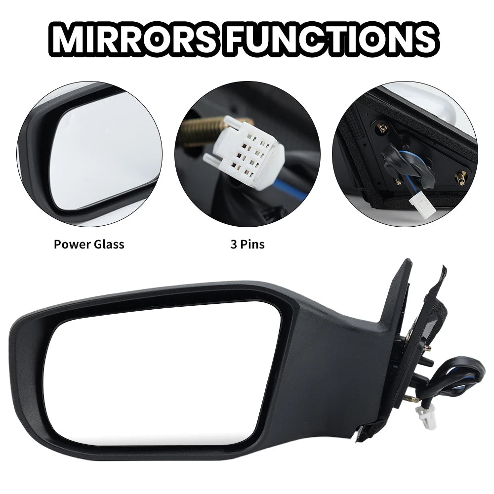 3 Pins Side Mirror Assembly For Nissan Altima 2013 2014 2015 2016-2018 US Version Non-Foldable Rearview Mirror Car Accessories