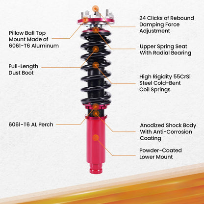 24-Way Damper Front Coilovers for Honda Accord 2003-2007 & Acura TL 2004-2008