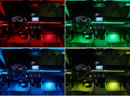 10/14/18 in 1 Led Car Ambient Lights 213 64 Color RGB Symphony Streamer Bluetooth Rainbow Acrylic Strips Atmosphere Lamp Kit 12V
