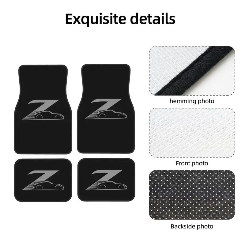 Gray Japanese Street-Race Floor Mats, 4-Piece Set
