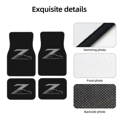 Gray Japanese Street-Race Floor Mats, 4-Piece Set