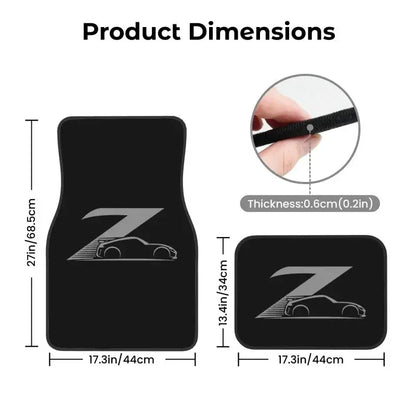 Gray Japanese Street-Race Floor Mats, 4-Piece Set