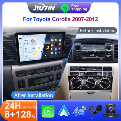 JIUYIN 9“ Android 15 Car Radio Stereo For Toyota Corolla E120 E130 2007-2012 Multimedia Player Navigation GPS Wireless Carplay