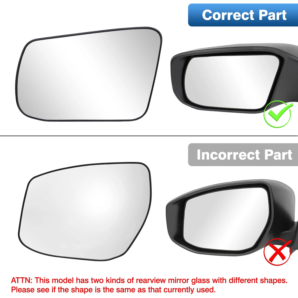 Heated Side Mirror Glass Rearview Mirror for Nissan Altima Sentra 2013 2014 2015 2016 2017 2018 USA Model 963663TH0A 963653TH0A