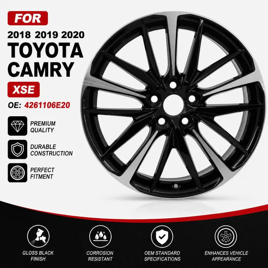 19x8 Machined Black/Silver Wheel – Toyota Camry XSE 2018–2020 | OE 4261106E20