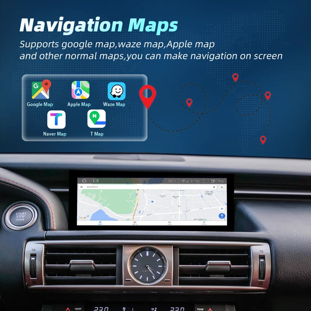 Android 14 Wireless Carplay For Lexus IS 2009-2017 Car Multimedia Player Auto Radio GPS Navigation