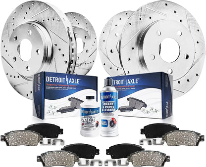 Drilled & Slotted Disc Brake Rotors & Ceramic Pads for Honda Element 2003-2011