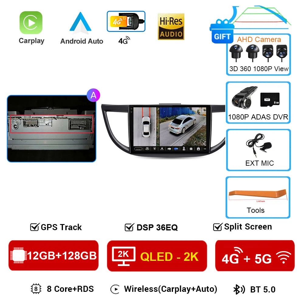Android 16 Car Radio for Honda CRV 2012 2013 2014 2015 CR-V Car Multimedia Stereo Video Audio Autoradio GPS Player Carplay