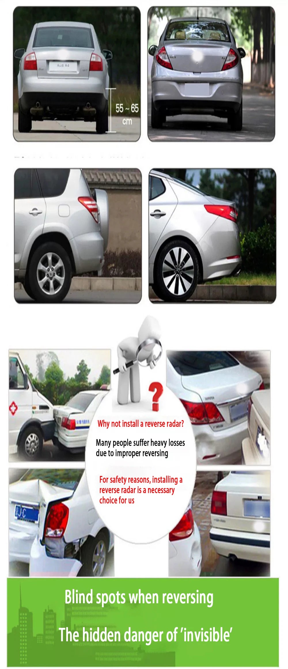 ZJCGO Parking Sensor Kit Car Parktronic Backlight Reverse Radar Monitor System for Honda CR-V CRV 2017 2018 2019 2020 2021 2022