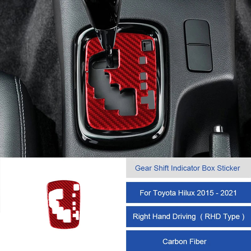 For Toyota Hilux 2015-2021 Carbon Fiber Central Control Gear Shift Indicator Panel Trim Cover Car Interior Decorative Stickers