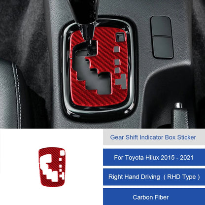 For Toyota Hilux 2015-2021 Carbon Fiber Central Control Gear Shift Indicator Panel Trim Cover Car Interior Decorative Stickers