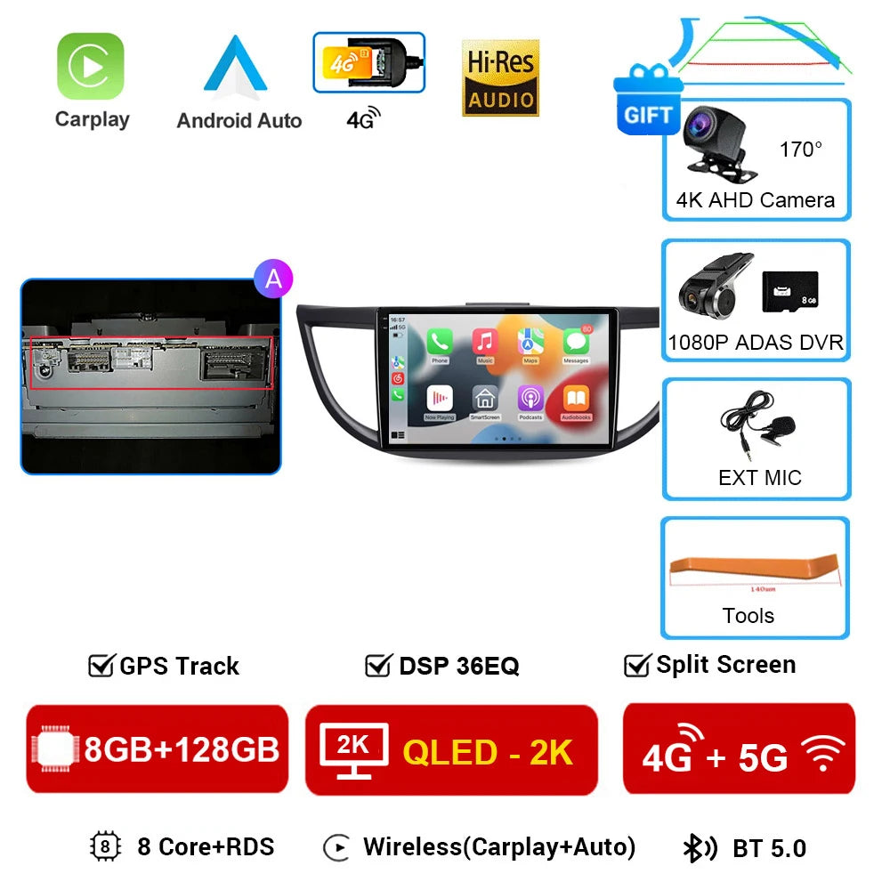 Android 16 Car Radio for Honda CRV 2012 2013 2014 2015 CR-V Car Multimedia Stereo Video Audio Autoradio GPS Player Carplay