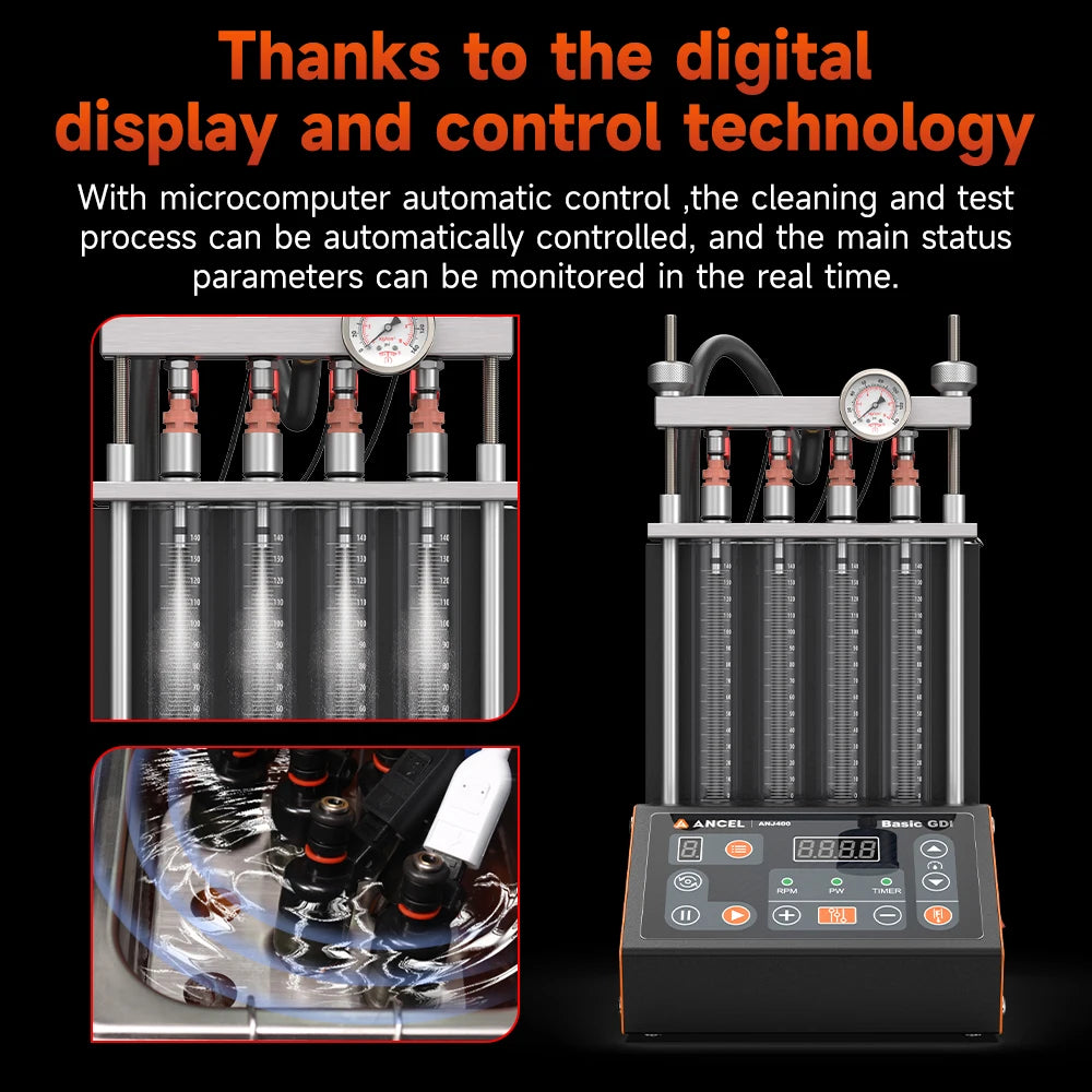 ANCEL ANJ400 GDI Fuel Injector Cleaner and Tester – 4-Injector