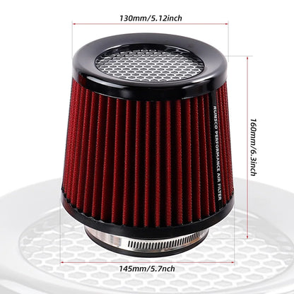76MM 89MM 101MM High Flow Cold Cone Air Intake Filter 2.5inch 3inch 3.5inch Universal Car Air Filter Modification for Race Car