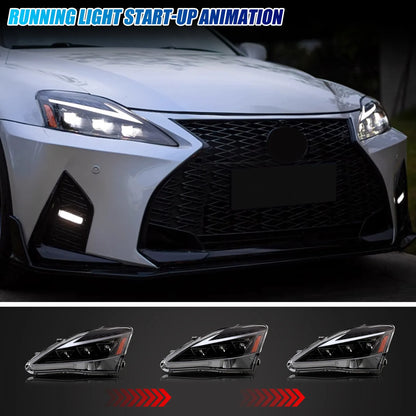 LED Triple Projector Headlights with DRL & Sequential Turn Signal for Lexus IS250 IS350 ISF 2006-2013